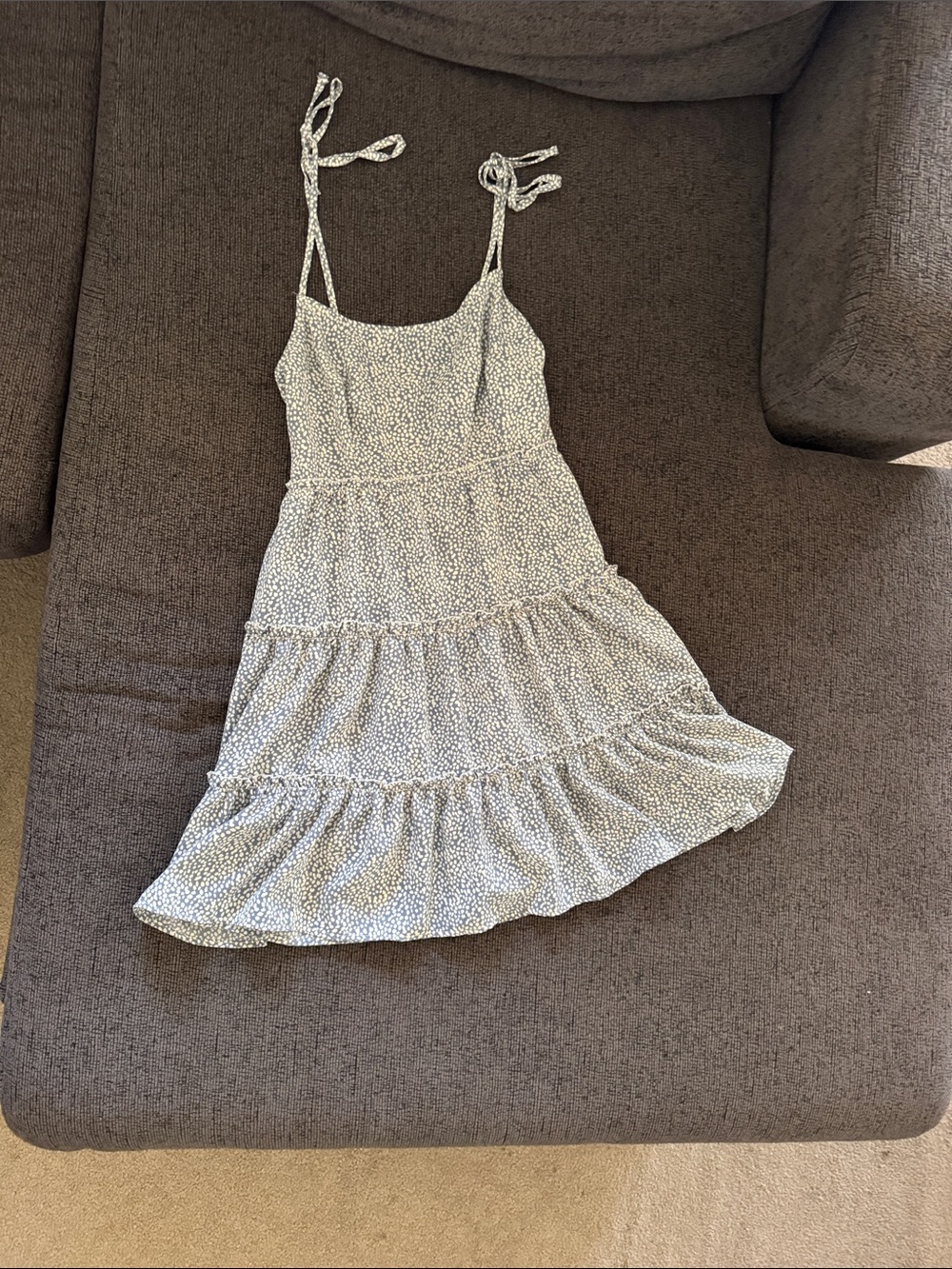 SHEIN White Tiered Tie-Shoulder Mini Dress